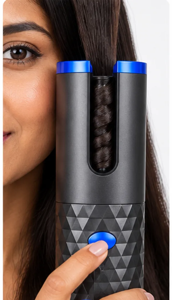 CurlSwift Auto Rotating Hair Curler: step 2, Press