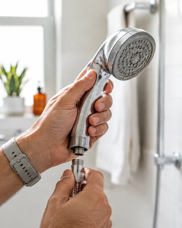High-Pressure Filter Shower Head: step 1, Unscrew