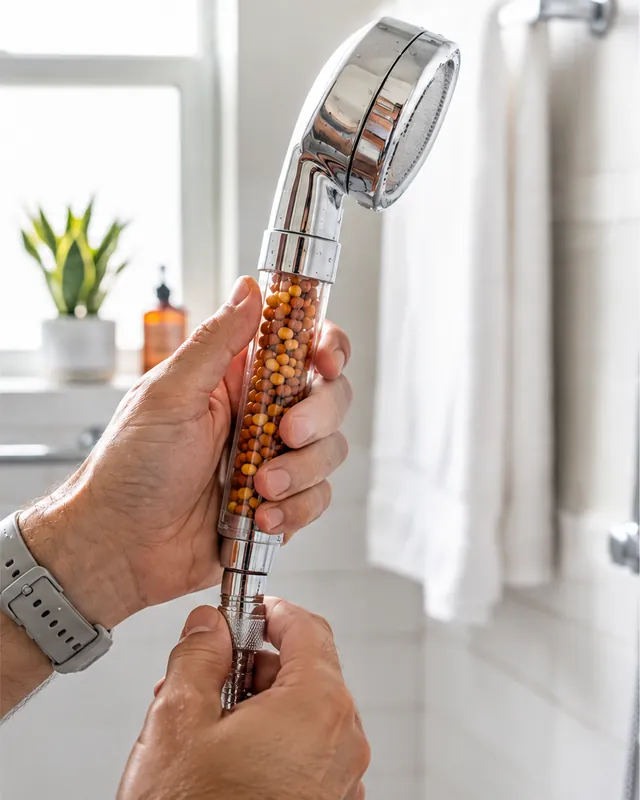 High-Pressure Filter Shower Head: step 2, Screw on