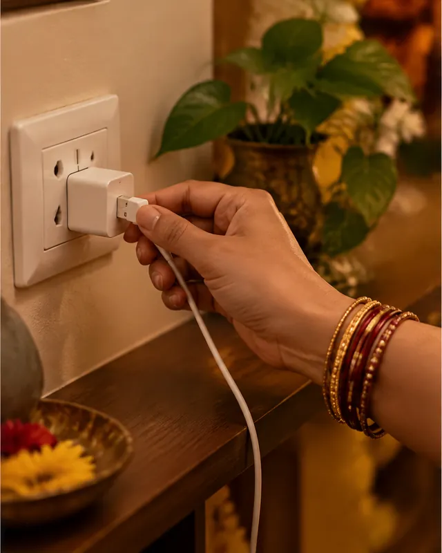 Ganesh Lakshmi Crystal Ball Lamp: step 2, Plug in