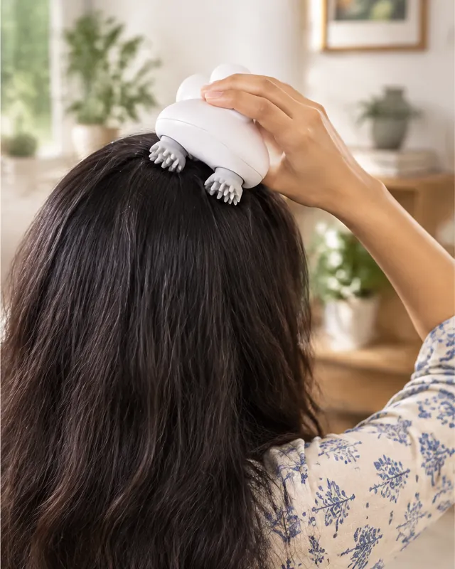 Scalp Massager + Hair Oil Combo: step 2, Massage