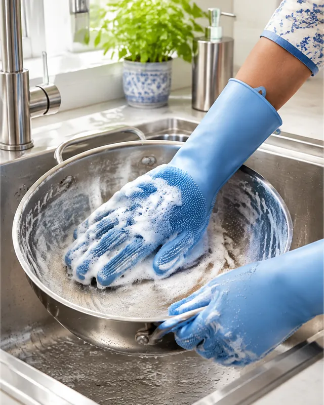Silicone Scrub Gloves: step 2, Scrub