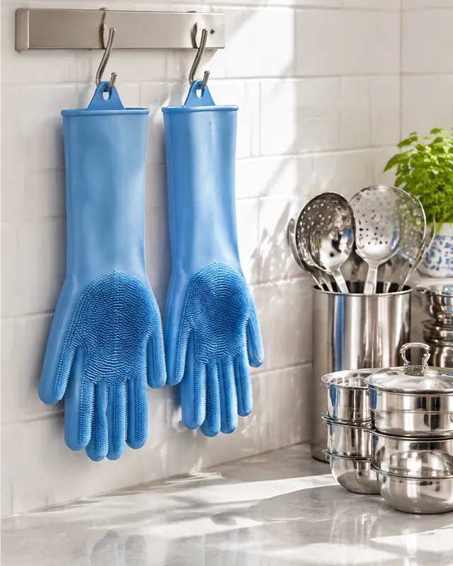 Silicone Scrub Gloves: step 3, Rinse