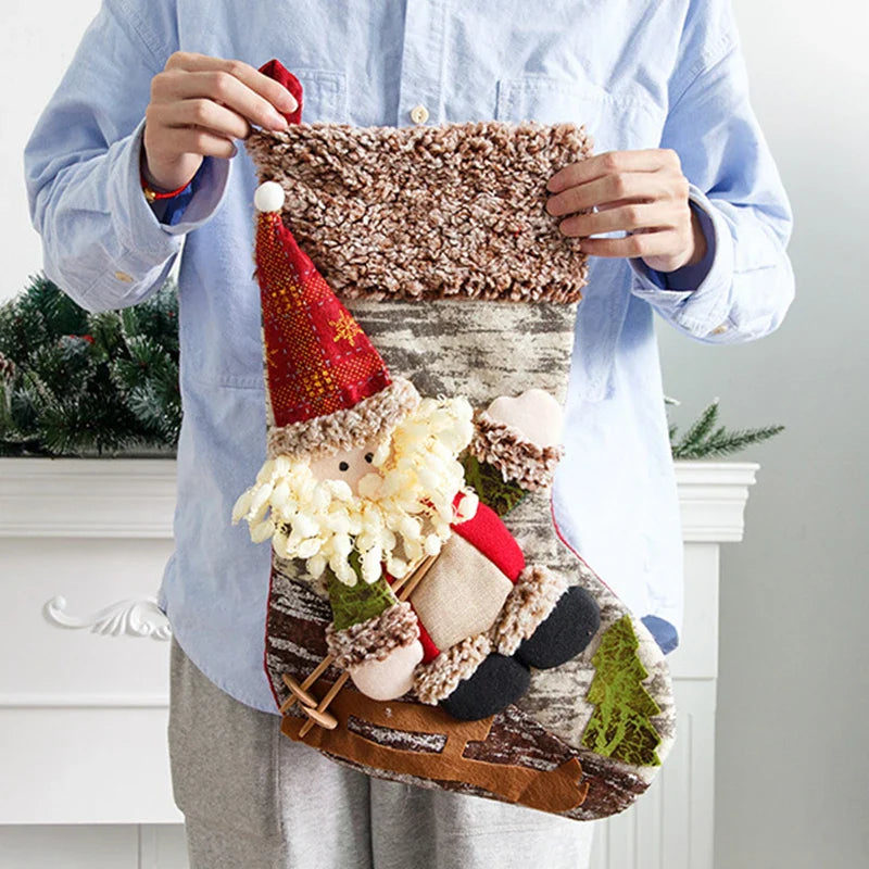 Christmas Stockings Socks Santa Snowman Hanging Xmas Tree Ornaments